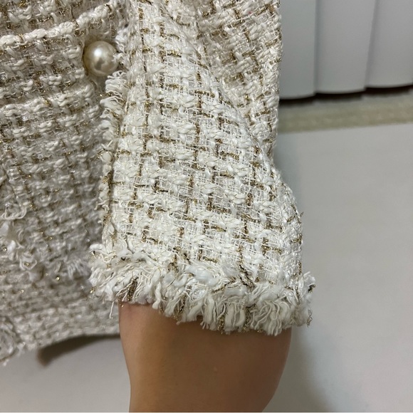 NWT Plaid Raw Edge Frayed Tweed Jacket - Picture 6 of 11